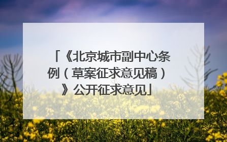 《北京城市副中心条例（草案征求意见稿）》公开征求意见