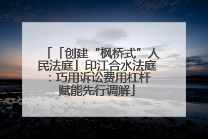 「创建“枫桥式”人民法庭」印江合水法庭：巧用诉讼费用杠杆 赋能先行调解