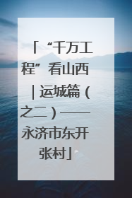 “千万工程”看山西｜运城篇（之二）——永济市东开张村