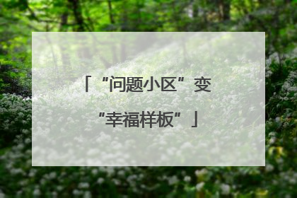 “问题小区”变“幸福样板”