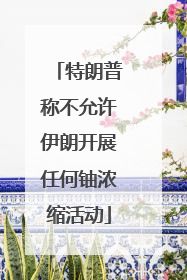 特朗普称不允许伊朗开展任何铀浓缩活动