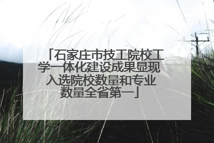石家庄市技工院校工学一体化建设成果显现 入选院校数量和专业数量全省第一