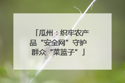 瓜州：织牢农产品“安全网”守护群众“菜篮子”