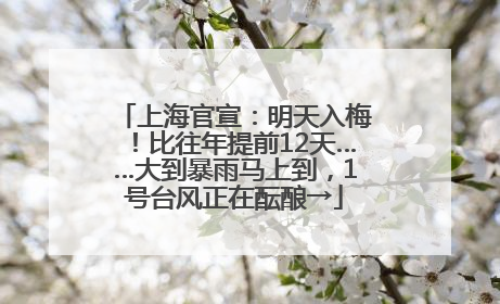上海官宣：明天入梅！比往年提前12天……大到暴雨马上到，1号台风正在酝酿→