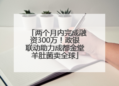 两个月内完成融资300万！政银联动助力成都金堂羊肚菌卖全球