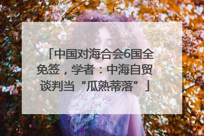 中国对海合会6国全免签，学者：中海自贸谈判当“瓜熟蒂落”