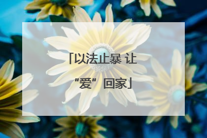 以法止暴 让“爱”回家