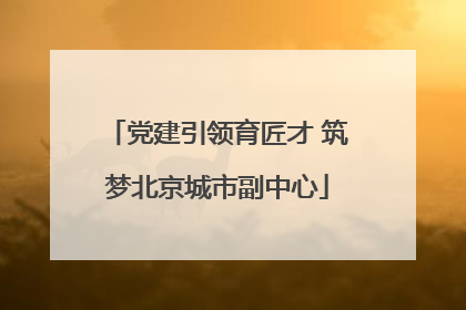 党建引领育匠才 筑梦北京城市副中心