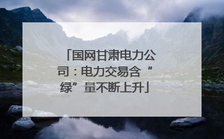 国网甘肃电力公司：电力交易含“绿”量不断上升