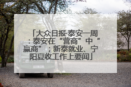 大众日报·泰安一周：泰安在“营商”中“赢商”；新泰就业、宁阳夏收工作上要闻
