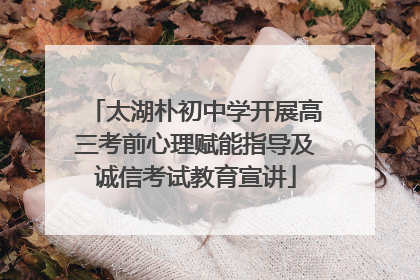 太湖朴初中学开展高三考前心理赋能指导及诚信考试教育宣讲