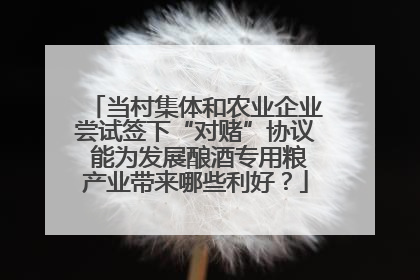 当村集体和农业企业尝试签下“对赌”协议 能为发展酿酒专用粮产业带来哪些利好？