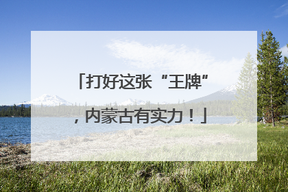 打好这张“王牌”，内蒙古有实力！