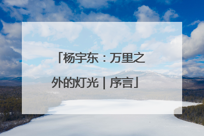 杨宇东：万里之外的灯光｜序言