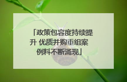 政策包容度持续提升 优质并购重组案例料不断涌现