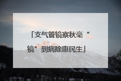 支气管镜察秋毫“镜”到病除惠民生