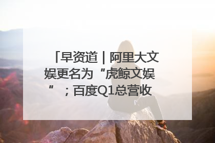 早资道｜阿里大文娱更名为“虎鲸文娱”；百度Q1总营收325亿元超预期