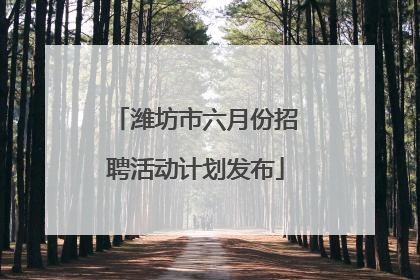 潍坊市六月份招聘活动计划发布