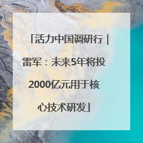 活力中国调研行｜雷军：未来5年将投2000亿元用于核心技术研发
