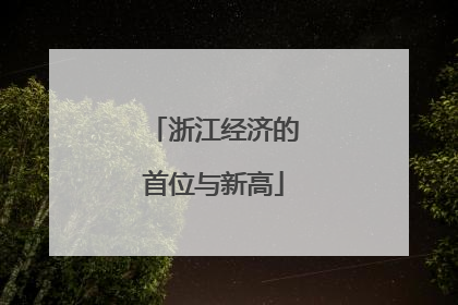 浙江经济的首位与新高