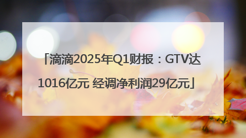 滴滴2025年Q1财报：GTV达1016亿元 经调净利润29亿元