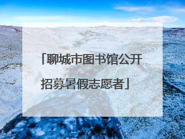 聊城市图书馆公开招募暑假志愿者
