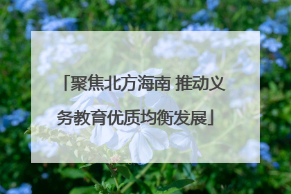 聚焦北方海南 推动义务教育优质均衡发展