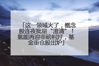 这一领域火了，概念股连夜批量“澄清”！氢能再迎重磅利好，基金重仓股出炉