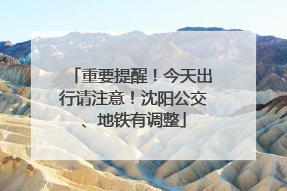 重要提醒！今天出行请注意！沈阳公交、地铁有调整