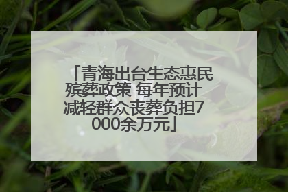 青海出台生态惠民殡葬政策 每年预计减轻群众丧葬负担7000余万元